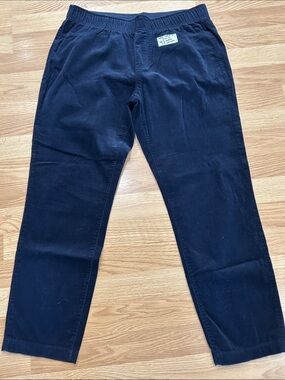 O85.   Haggar Navy Corduroy Elastic Waist Pants